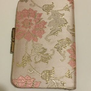 Vintage Pink and Gold floral Print Mini Wallet measures about “3.5”